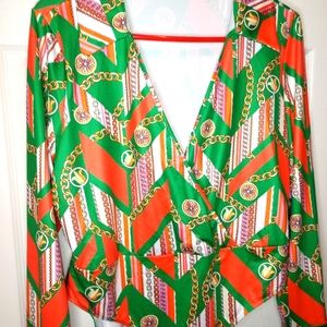 🆕 Long Sleeve Multicolored Plus Size Bodysuit